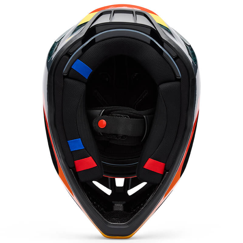 casque fox racing v3 rs grid noir orange 2025 tt