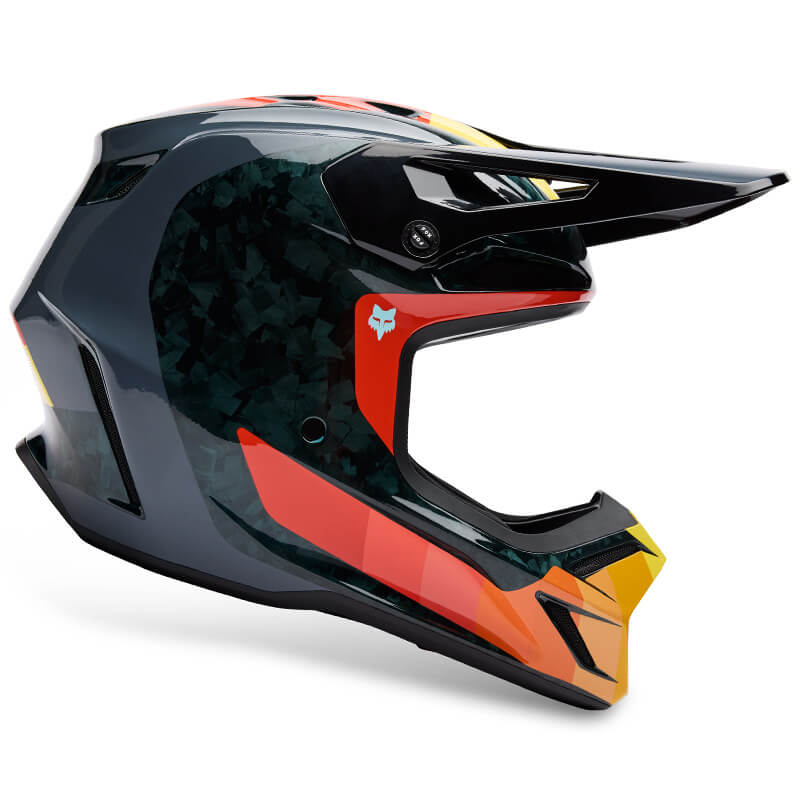 casque fox racing v3 rs grid noir orange 2025