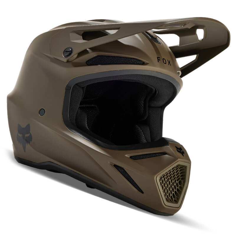 casque fox racing v3 solid marron 2024 cross destockage