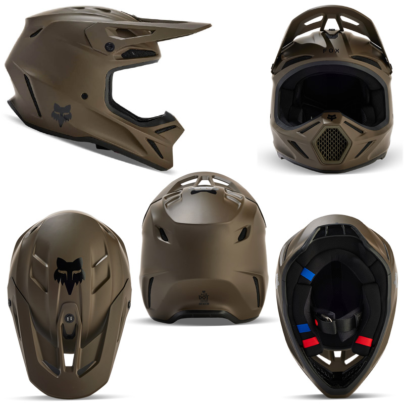 casque fox racing v3 solid marron 2024 motocross destockage