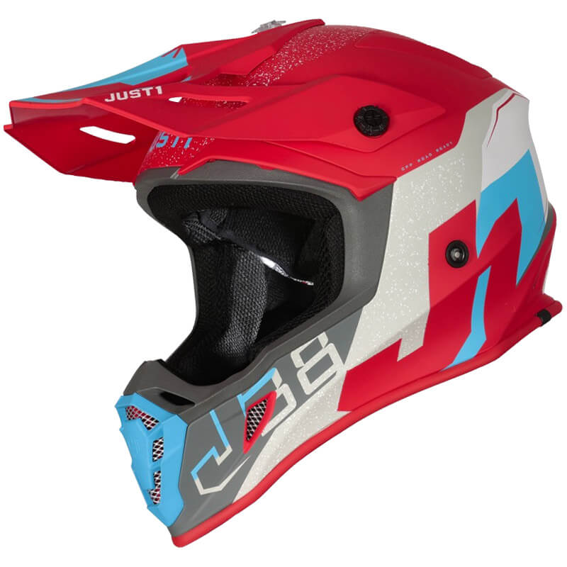 casque just1 korner 2022 bleu rouge gris enduro