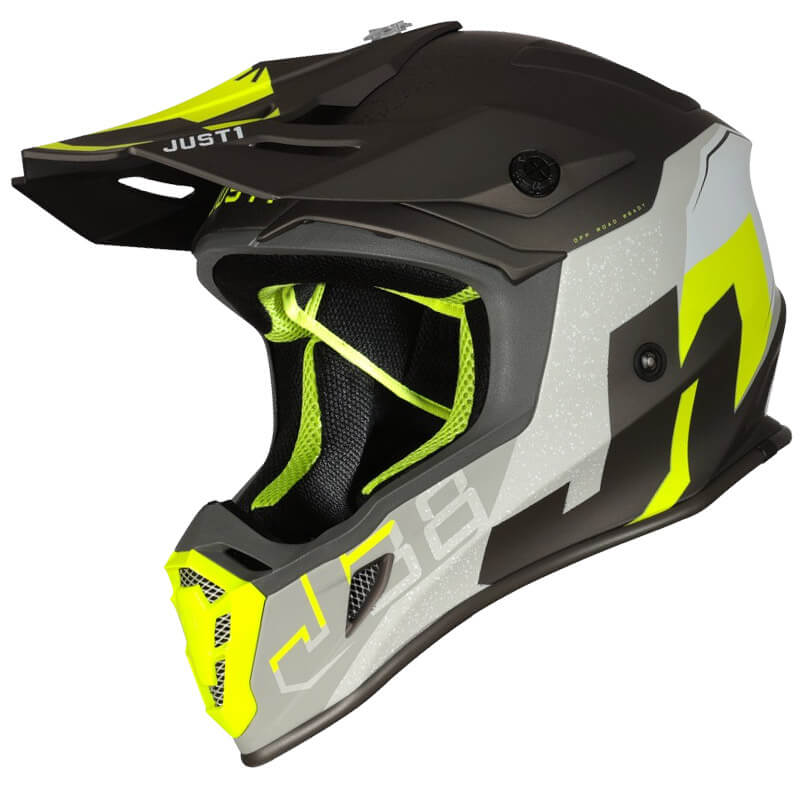 casque just1 korner 2022 jaune fluo gris enduro