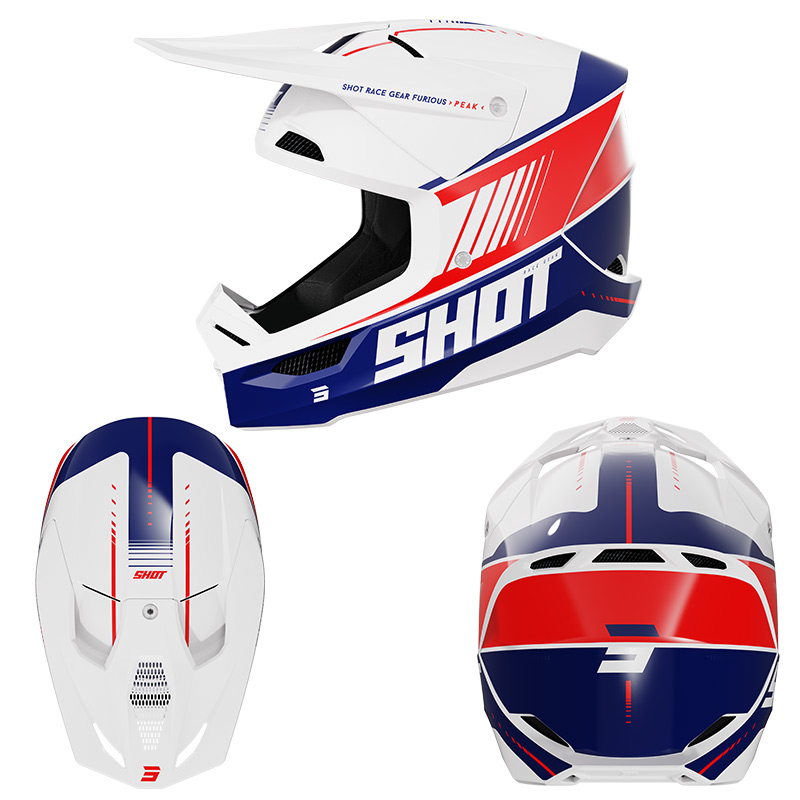 casque shot furious peak bleu blanc