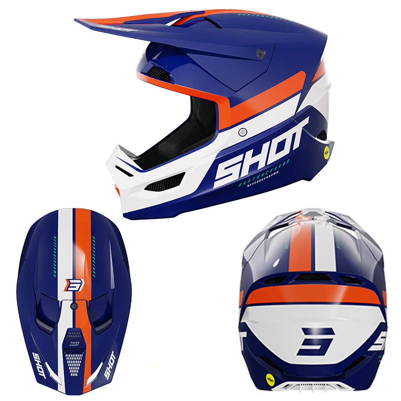 casque shot race iron bleu blanc