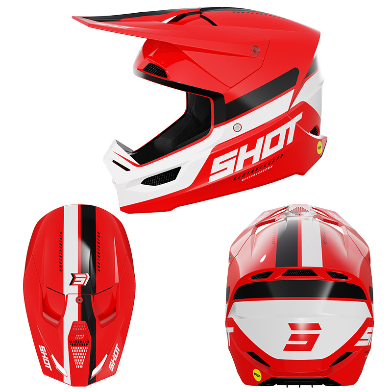 casque shot race iron rouge blanc