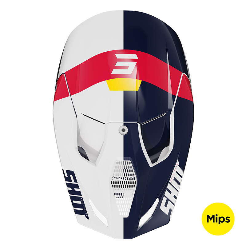 casque shot race ridge rouge bleu face