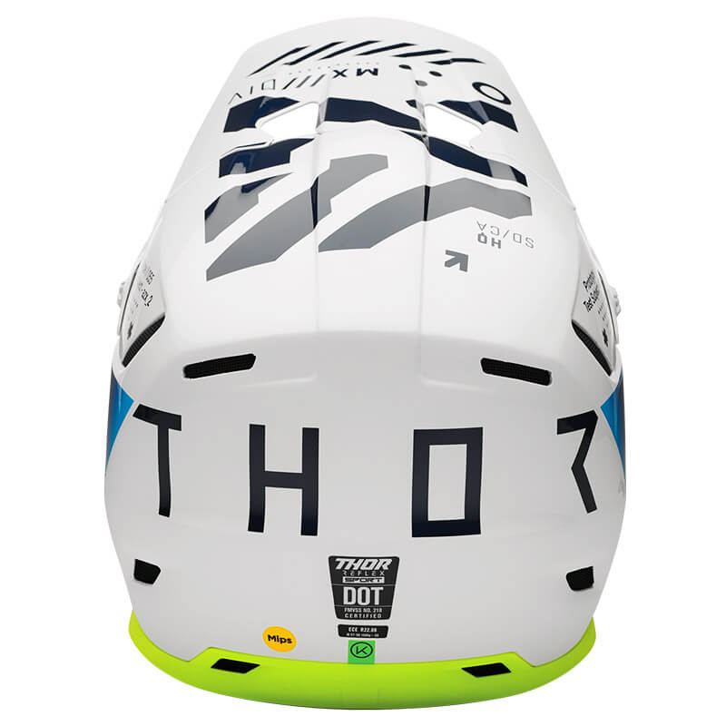 casque thor mx reflex sport strike blanc bleu 2025 cross