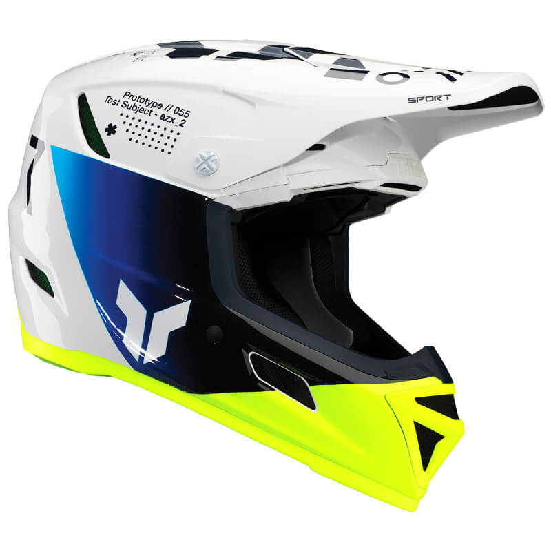 casque thor mx reflex sport strike blanc bleu 2025