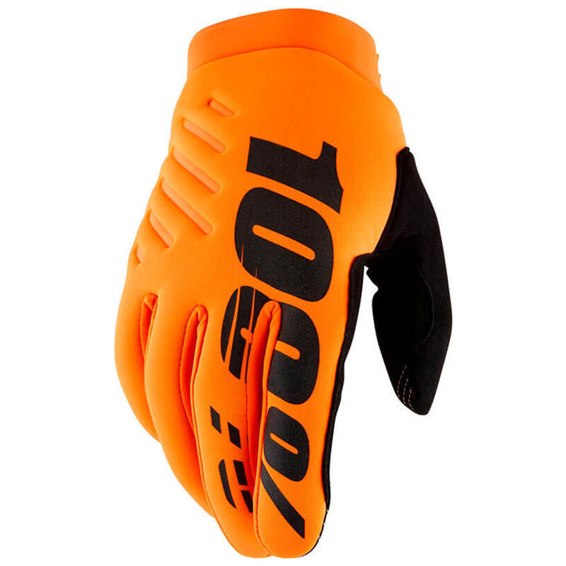 gants cross 100 pour cent brisker CE orange fluo