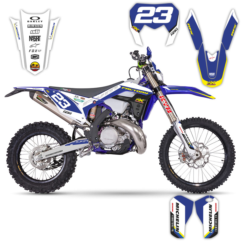 kit deco perso sherco fxmotors pure enduro factory 1 bleu