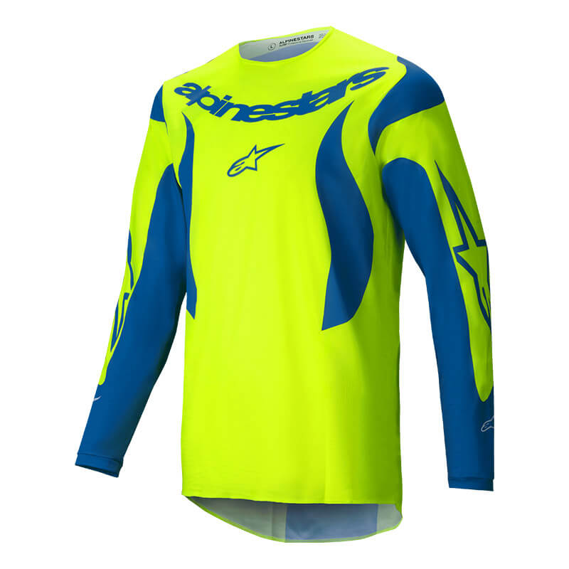 maillot alpinestars fluid haul jaune fluo bleu 2025