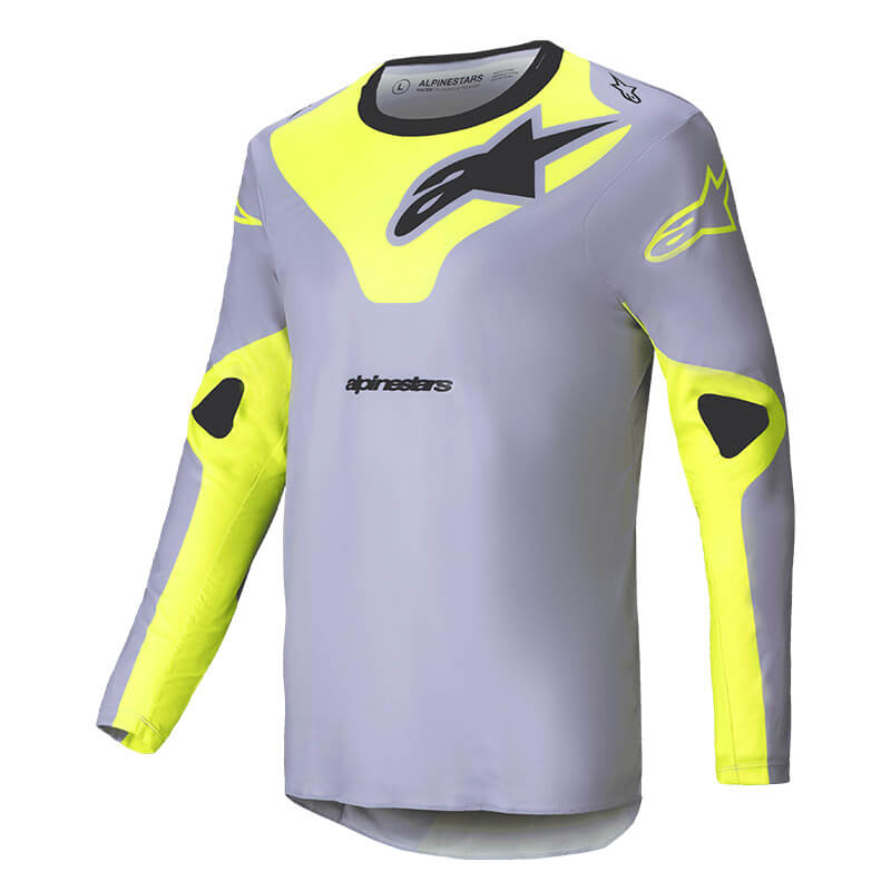 maillot alpinestars racer veil gris jaune fluo 2025