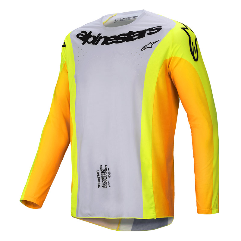 maillot alpinestars techstar melt gris jaune fluo 2025