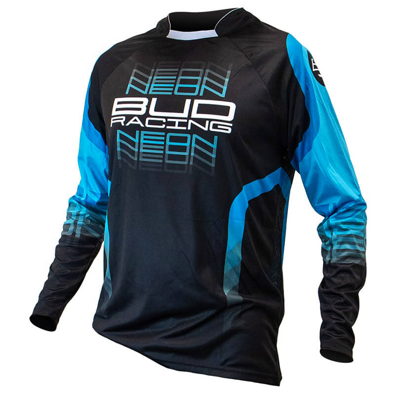 maillot bud racing neon noir bleu 2025