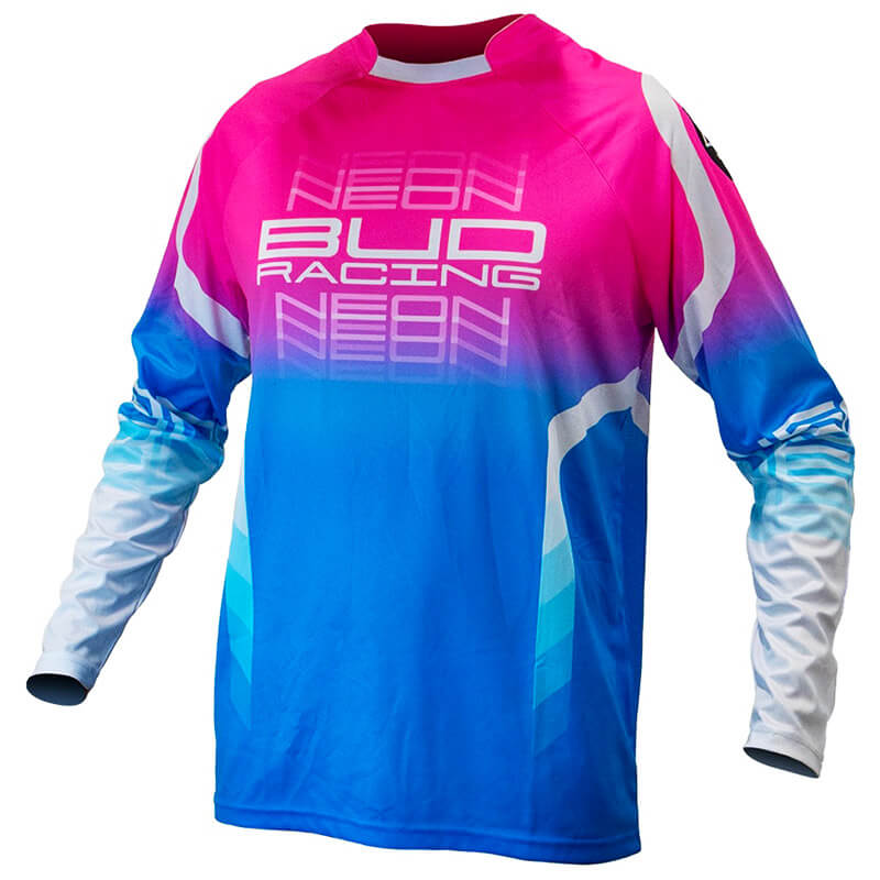 maillot bud racing neon rose bleu 2025