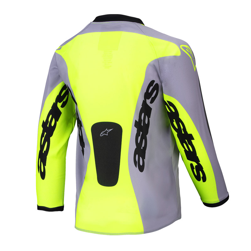 maillot cross alpinestars racer veil kid gris jaune fluo 2025 mx