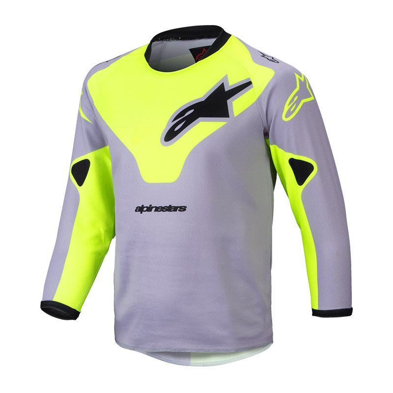 maillot cross alpinestars racer veil kid gris jaune fluo 2025