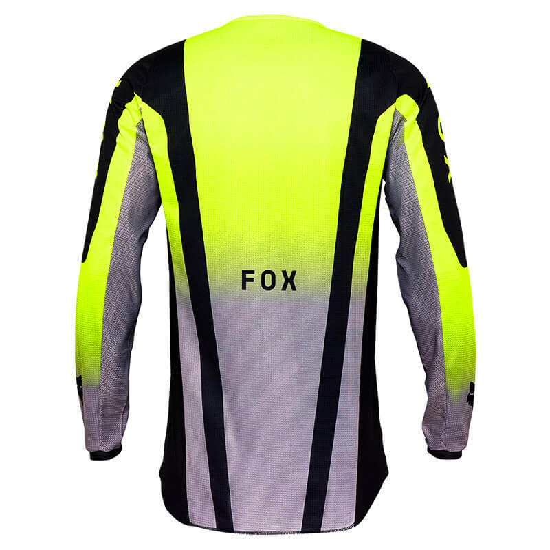 maillot fox racing 180 lean gris jaune fluo 2025 cross mx