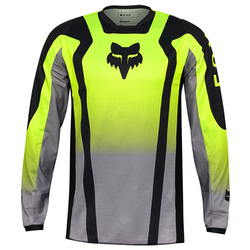 maillot fox racing 180 lean gris jaune fluo 2025 mx