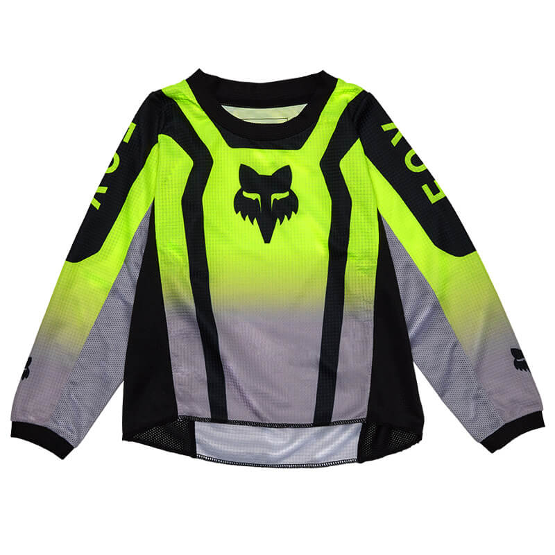 maillot kid fox racing 180 lean jaune fluo 2025 mx