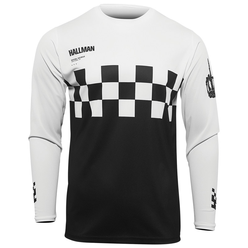 maillot thor hallman differ cheq 2022 noir blanc mx