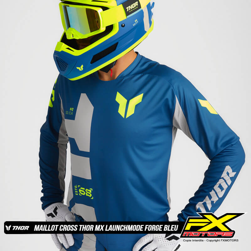 maillot thor launchmode forge bleu 2025 motocross mx