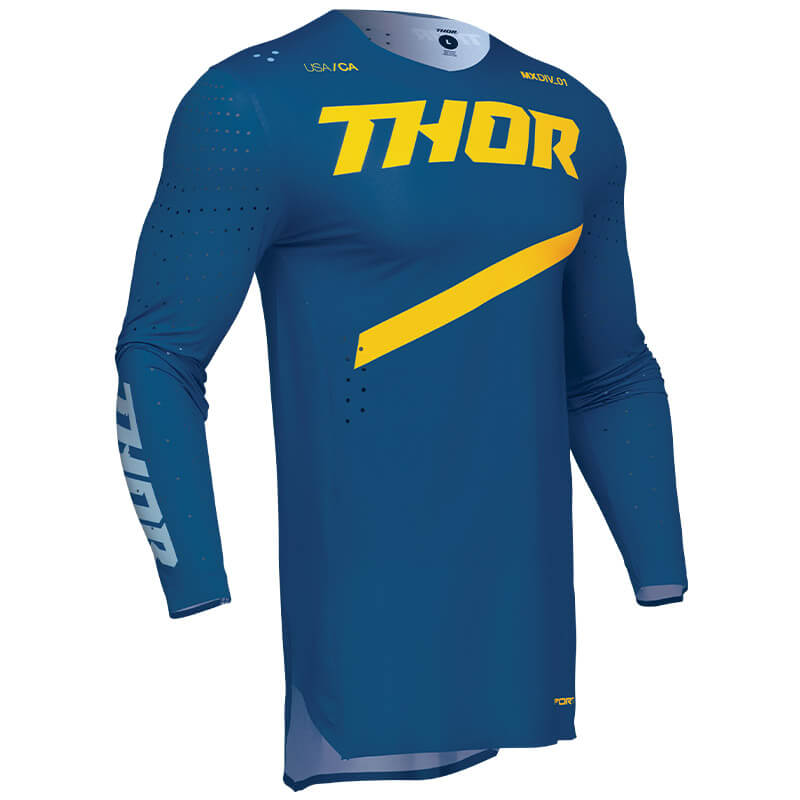 maillot thor mx sportmode brave bleu jaune 2025 motocross