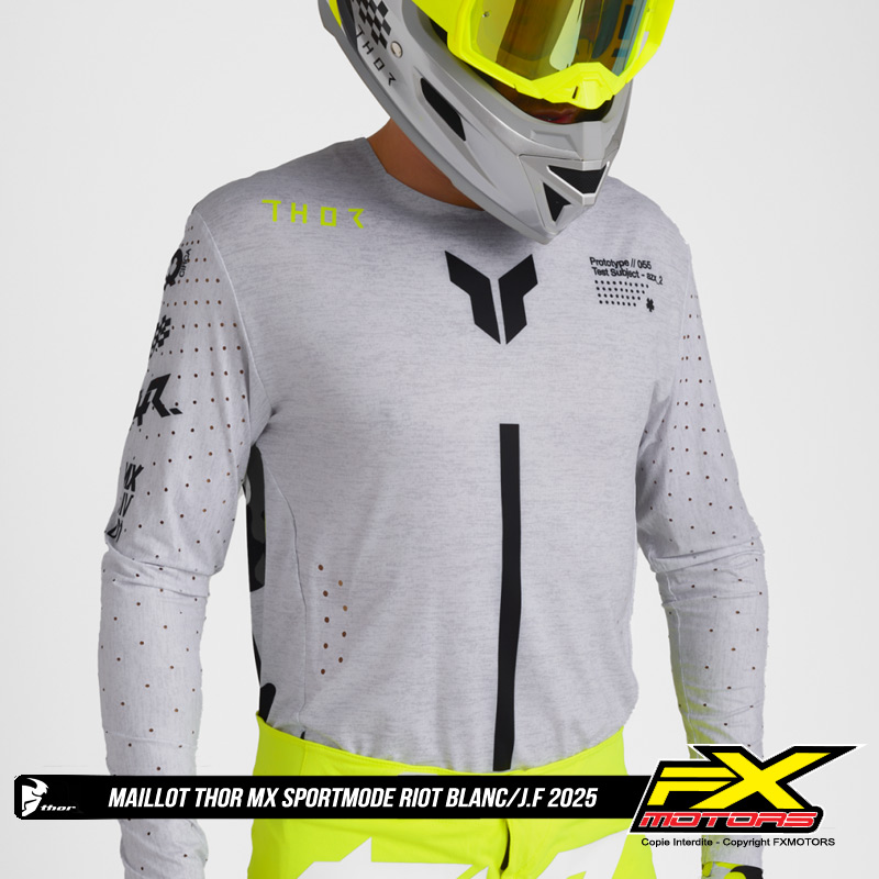 maillot thor mx sportmode riot blanc 2025 sx