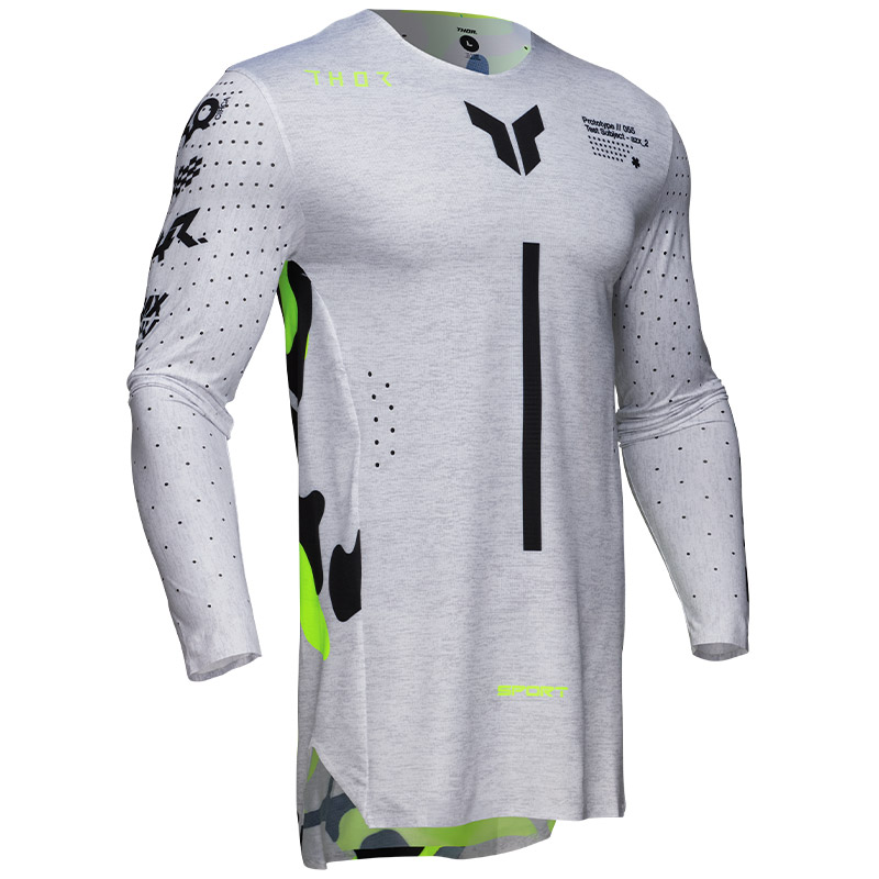 maillot thor mx sportmode riot blanc jaune fluo 2025