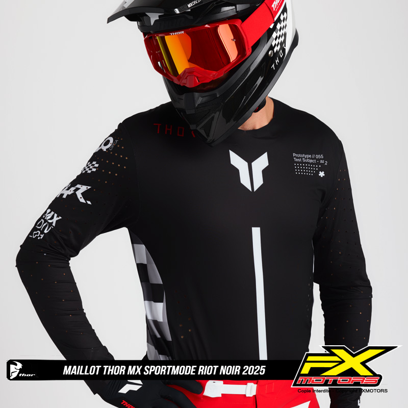 maillot thor mx sportmode riot noir 2025 sx