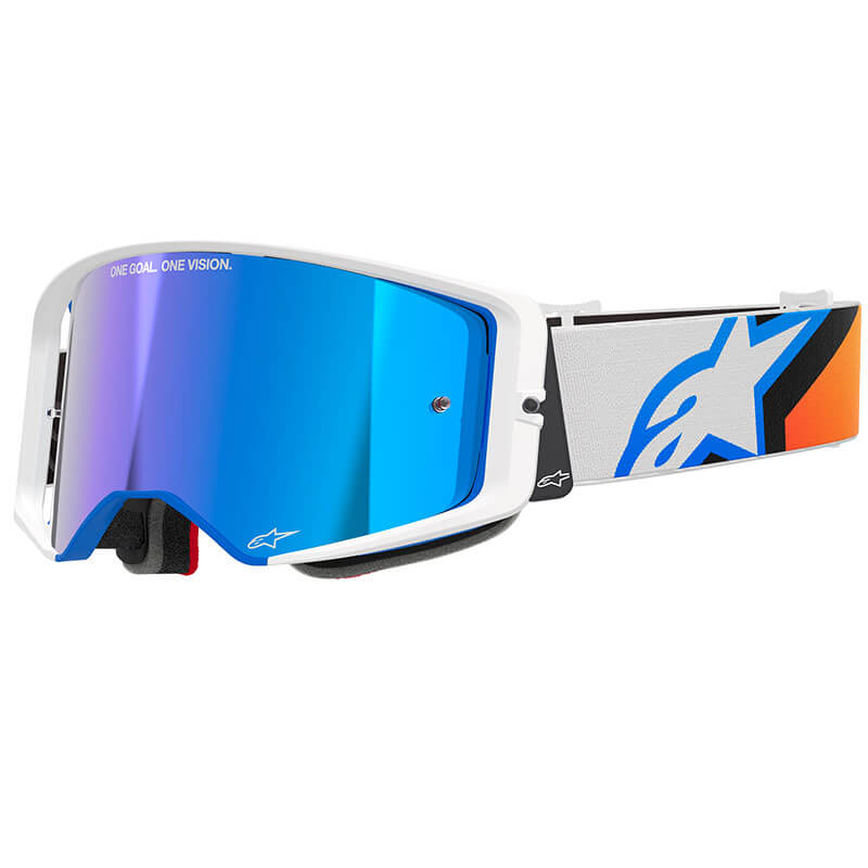 masque alpinestars supertech corp bleu orange mirror 2025