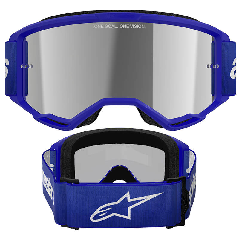 masque alpinestars vision 3 wordmark bleu mirror 2025 cross