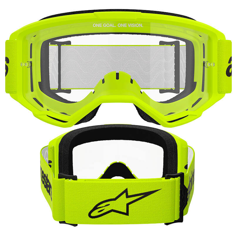 masque alpinestars vision 3 wordmark jaune fluo clair 2025 cross