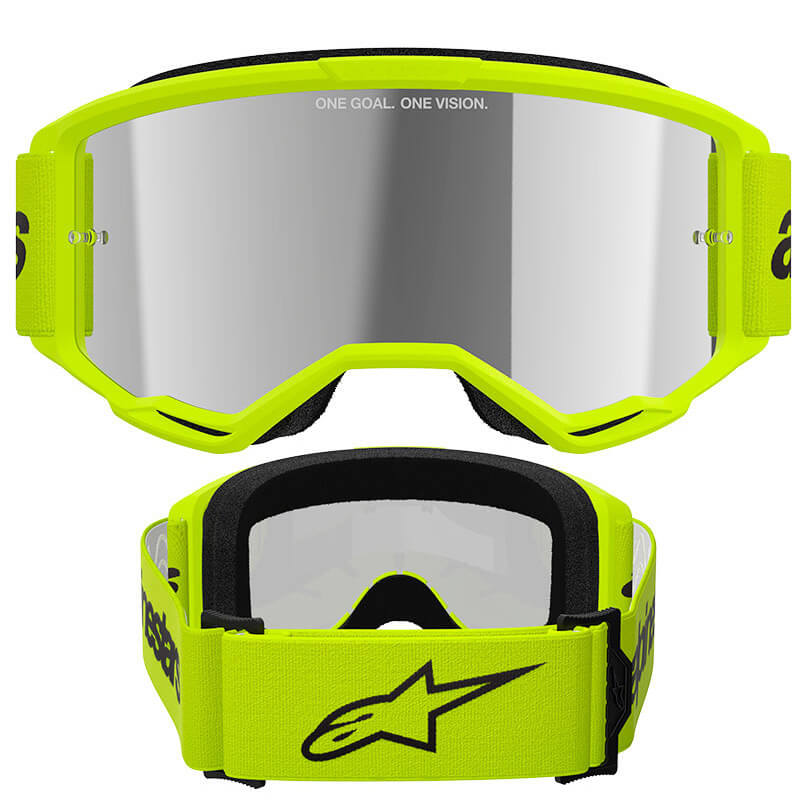 masque alpinestars vision 3 wordmark jaune fluo mirror 2025 cross