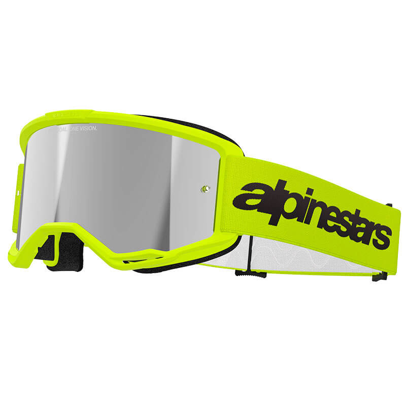 masque alpinestars vision 3 wordmark jaune fluo mirror 2025