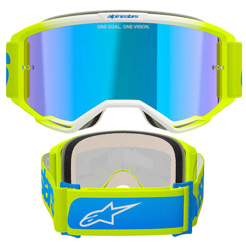 masque alpinestars vision 5 blaze jaune fluo bleu mirror 2025 cross