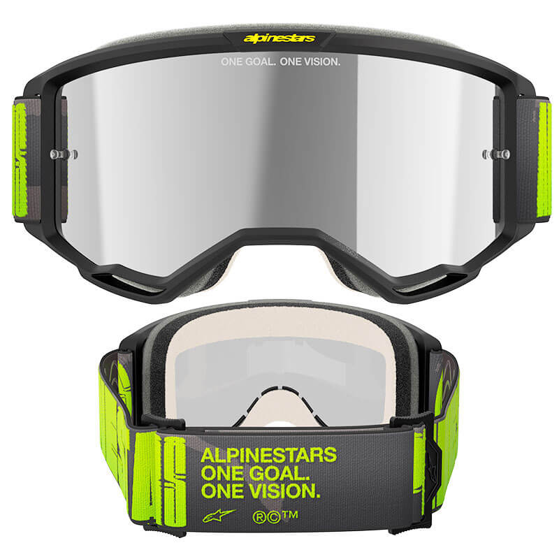 masque alpinestars vision 5 hollow gris jaune fluo mirror 2025 cross