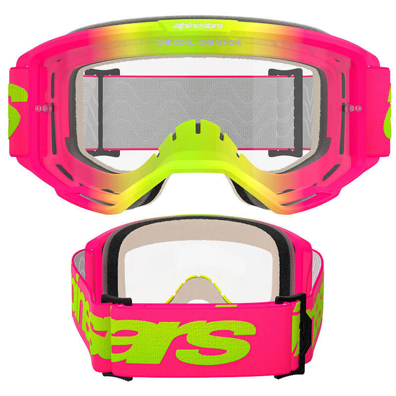 masque alpinestars vision 5 wordmark rose jaune fluo clair 2025 cross