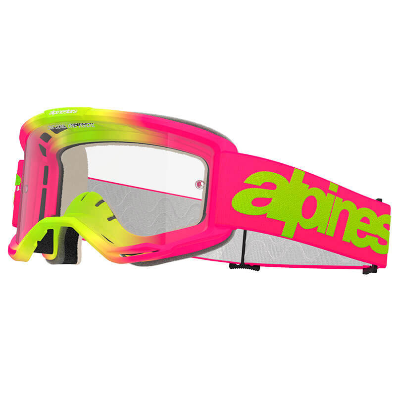 masque alpinestars vision 5 wordmark rose jaune fluo clair 2025