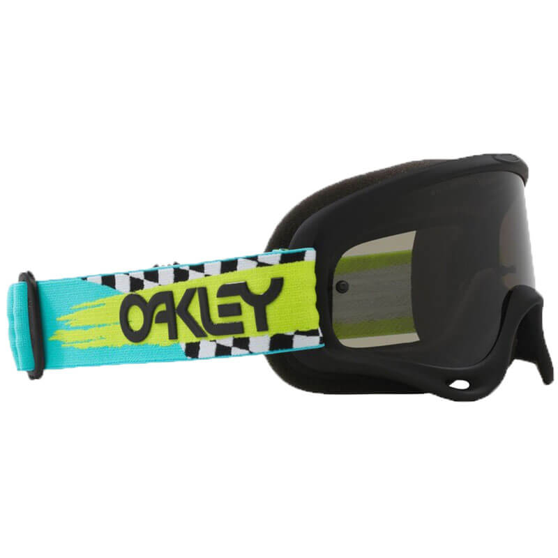 masque oakley o frame teal ckecks jaune bleu enduro