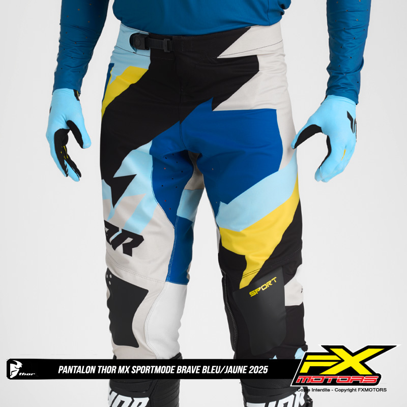 pantalon thor mx sportmode brave bleu jaune 2025 mx