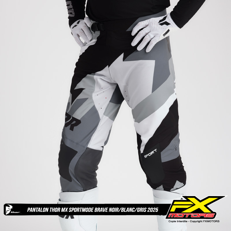 pantalon thor mx sportmode brave noir blanc gris 2025 mx