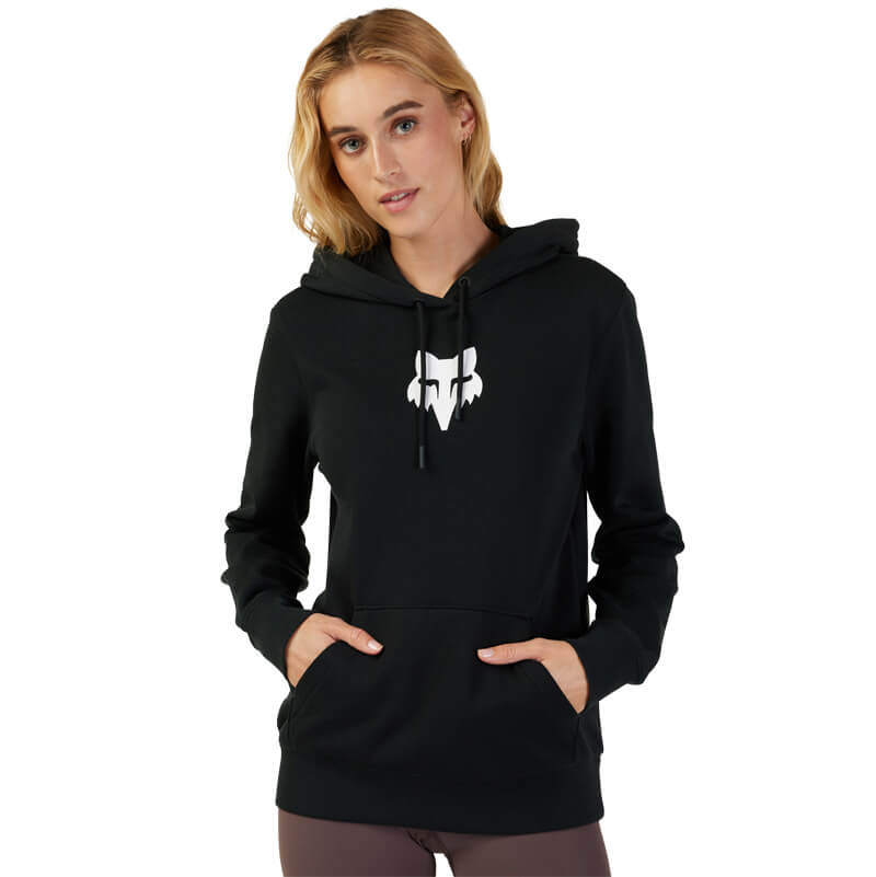 sweat femme fox racing head noir blanc 2023 poche