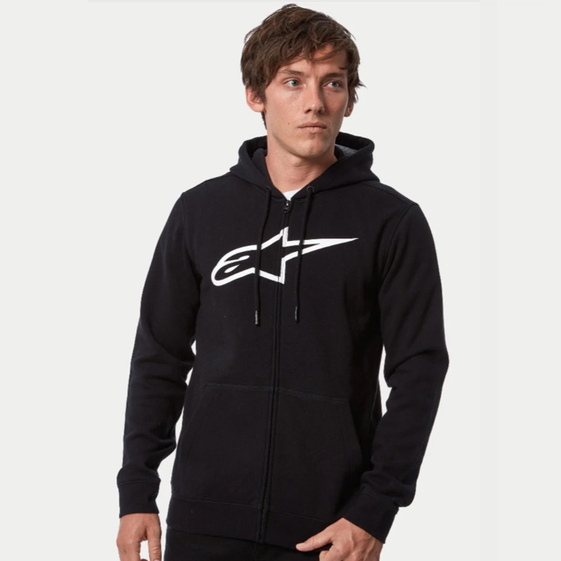 sweat zippe alpinestars ageless v3 noir blanc capuche