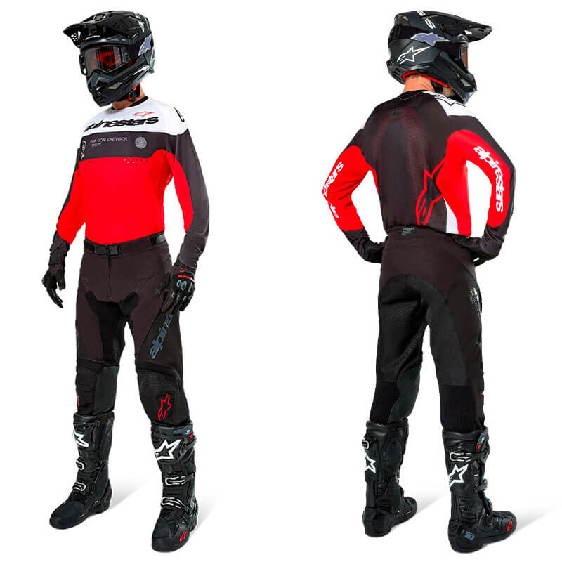 tenue alpinestars enduro pro dura rouge noir 2025 cross