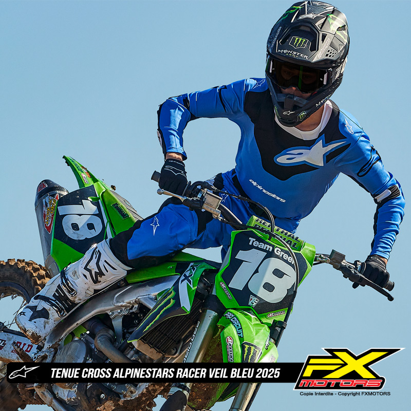 tenue alpinestars racer veil bleu 2025 motocross