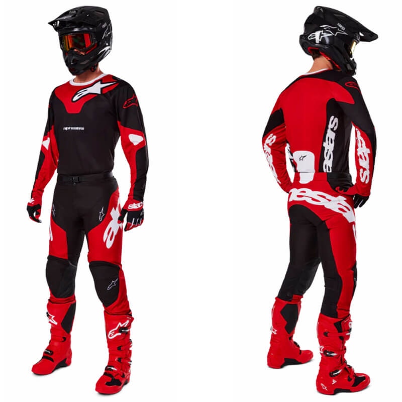 tenue alpinestars racer veil noir rouge 2025 cross