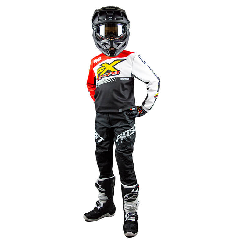 tenue cross enfant fxmotors racing line rouge motocross