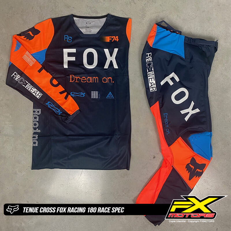 tenue cross fox racing 180 race spec orange bleu