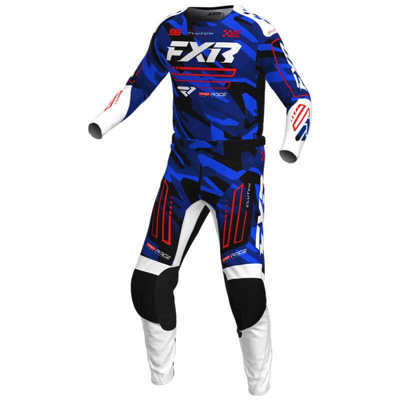 tenue kid motocross fxr clutch camo bleu 2025